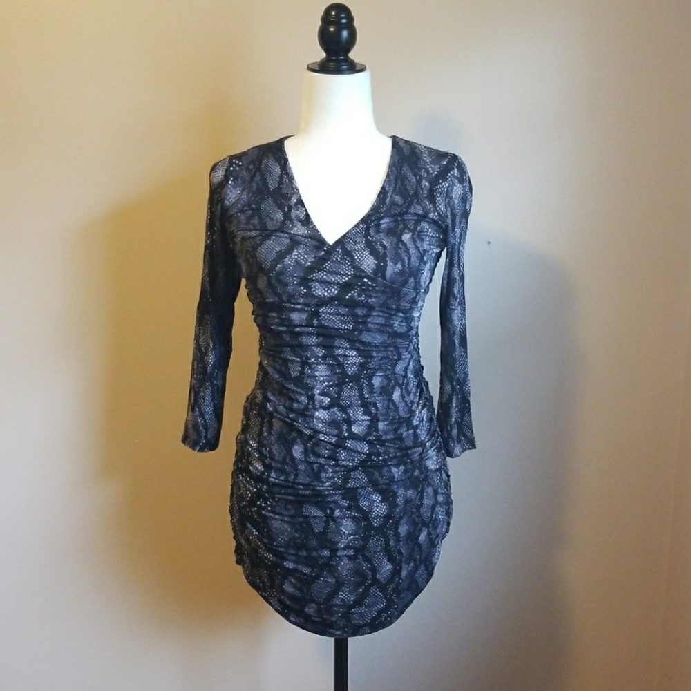 Long sleeve snake skin mini dress